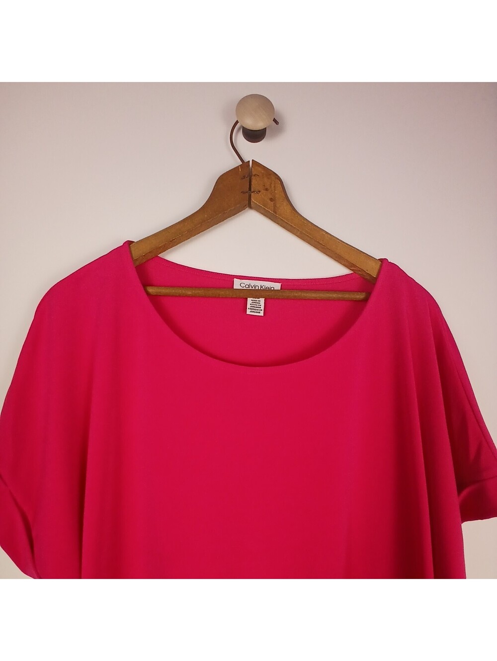 Calvin Klein Pink Stretch Top Women Medium Short Sleeve Casual Tee - Picture 2 of 9